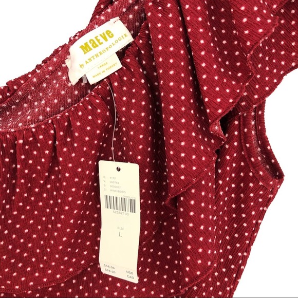 Anthropologie MAEVE Rita Ruffled One Shoulder Top Wine Bordeaux size Large - Picture 4 of 7